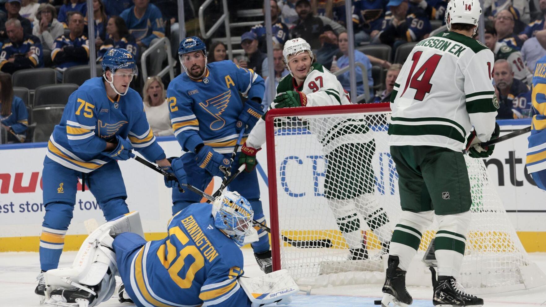 'It's a long season': Blues spoil season opener with lopsided loss to Wild